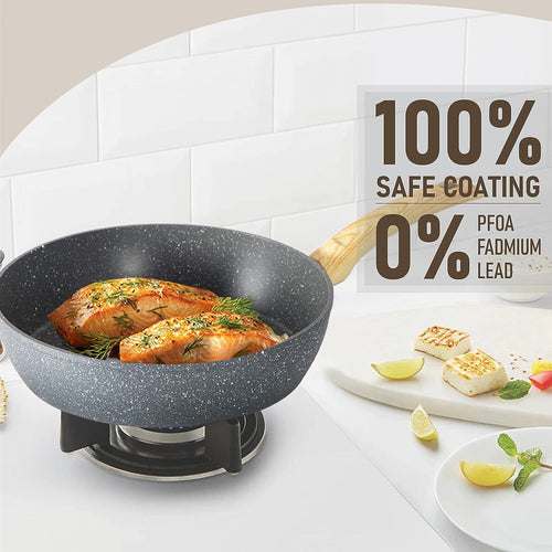 12 Pieces Hammered Cookware Set Nonstick Granite Coated Pots and Pans Set Gray