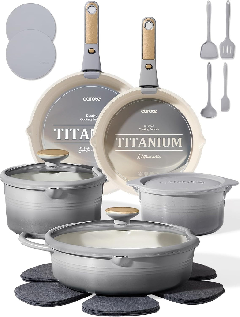 20Pcs Titanium Cookware Set, Pots and Pans Set Non Stick, Kitchen Cooking Set