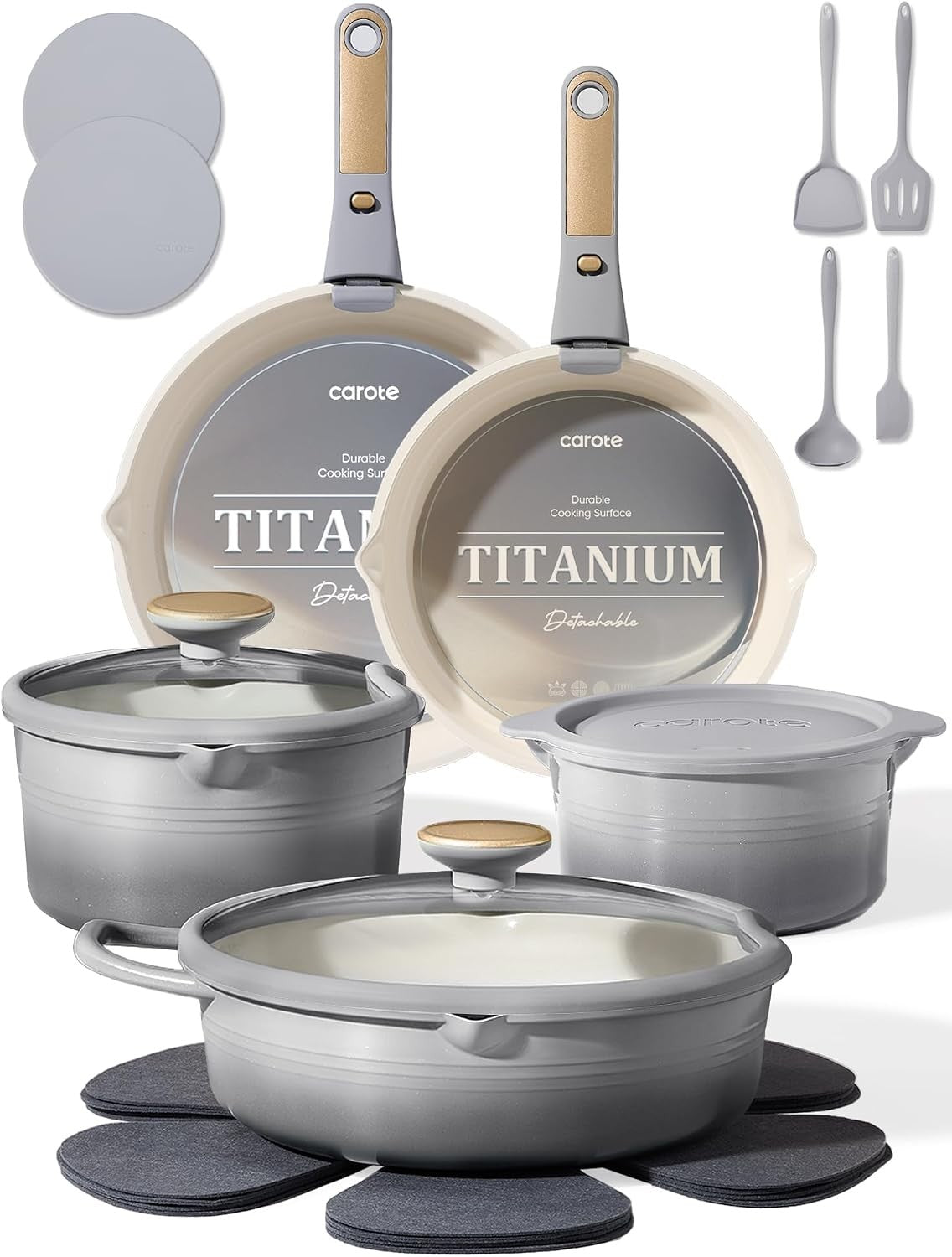 20Pcs Titanium Cookware Set, Pots and Pans Set Non Stick, Kitchen Cooking Set