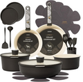 21-Piece Ceramic Cookware Set, Nonstick Pots and Pans Set with Detachable Handle