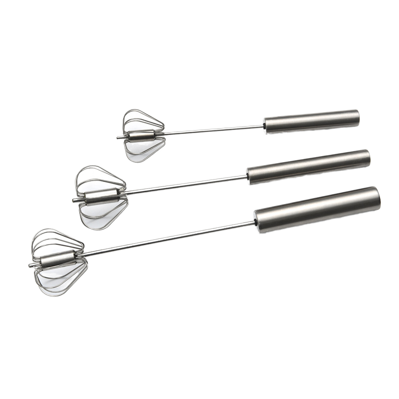 Stainless Steel Hand-Push Egg Whisk, Semi-Automatic Rotating Mixer for Eggs, Milk, Cream & Baking